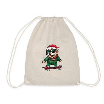 Bulldog Dog Christmas Funny - Drawstring Bag - nature - Front