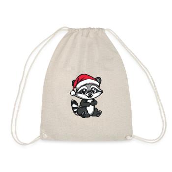 Raccoon Christmas Cute - Drawstring Bag - nature - Front