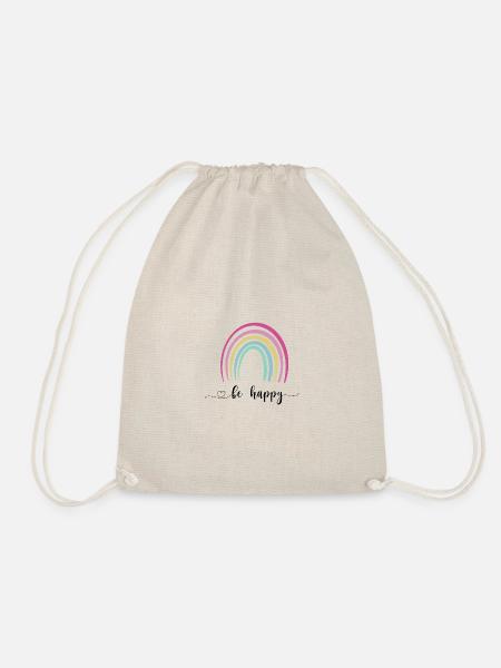 Be happy regenbogen - Turnbeutel - Natur