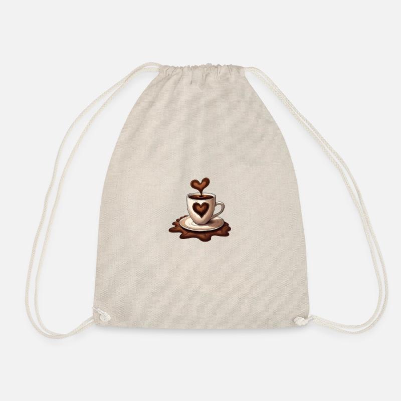 The Loving Good Morning Coffee (Coffee Cup) - Drawstring Bag - nature