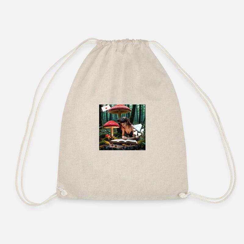 Reading in the magical forest. - Drawstring Bag - nature