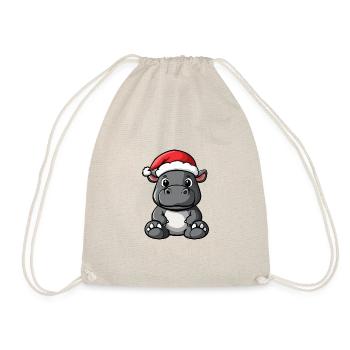 Hippopotamus Christmas Cute - Drawstring Bag - nature - Front