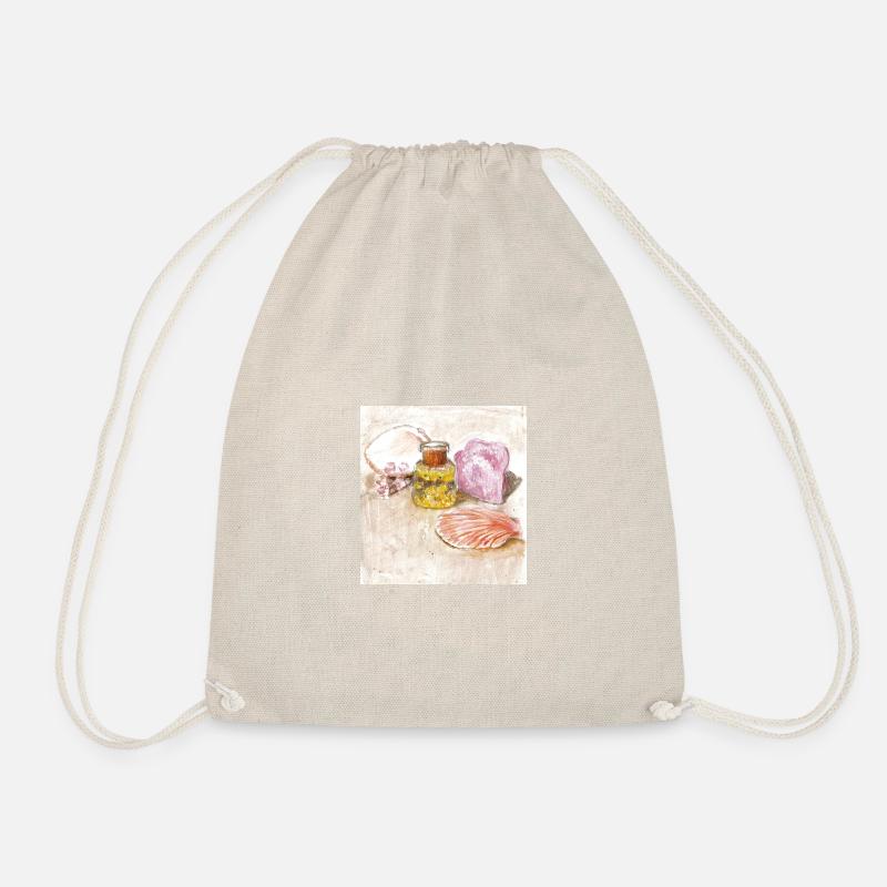 Gold leaf and shells - Drawstring Bag - nature