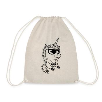 Sunglasses Unicorn Cool Comic - Drawstring Bag - nature - Front