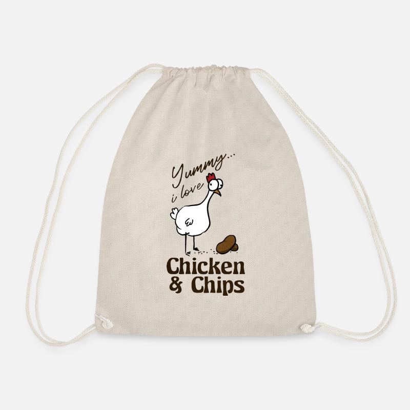 chicken and chips - Drawstring Bag - nature