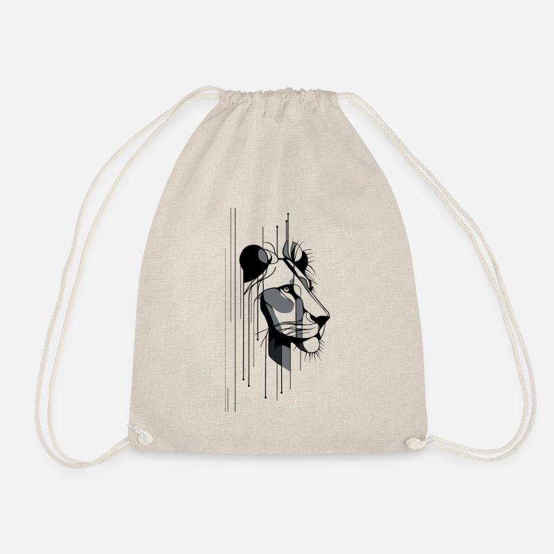 Modern lion portrait - Drawstring Bag - nature