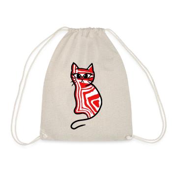 Katze Katzen Retro 80er 90er Kätzchen - Turnbeutel - Natur - Vorne