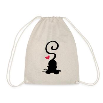 Cat red heart / cat - heart - yoga - Drawstring Bag - nature - Front