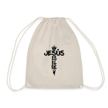 Jesus es el rey Kreuz Geschenk für Christen - Turnbeutel - Natur - Vorne