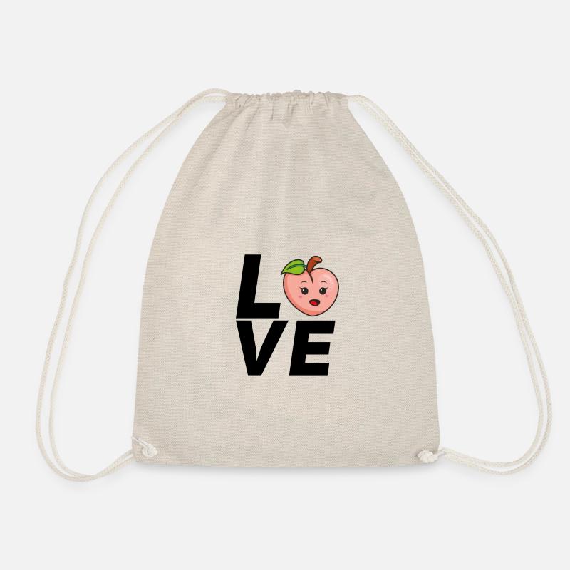 Love Peach Font Train Peach Fruit - Drawstring Bag - nature