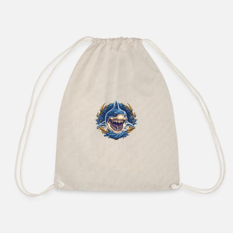 shark fish head 5 - Drawstring Bag - nature