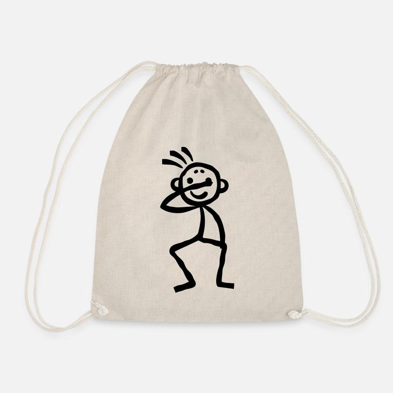 Dabbing Stickman stitch Figure - Drawstring Bag - nature