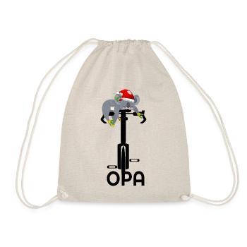 CHRISTMAS GRANDPA BICYCLE CYCLIST - Drawstring Bag - nature - Front