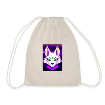 Kitsun Vaporwave Japanese Kami Vaporwave Kitsune - Drawstring Bag - nature - Front