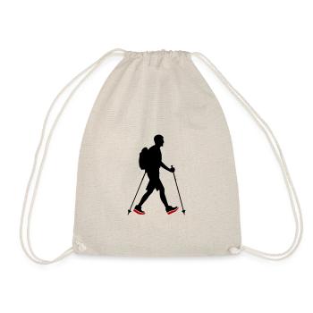 Nordic Walking Man Icon - Drawstring Bag - nature - Front