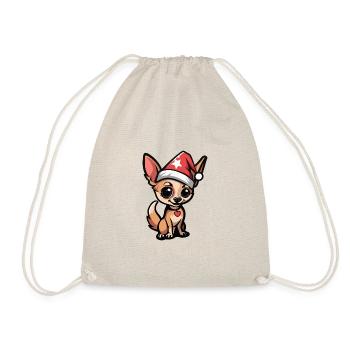 Chihuahua Hund Weihnachten - Turnbeutel - Natur - Vorne