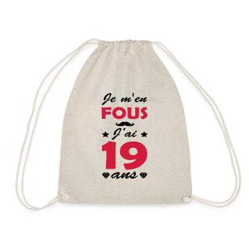 j ai 19 ans / humour anniversaire 19 ans - Sac de sport léger - nature - Devant