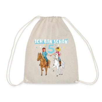 Bibi & Tina Geburtsagsdesign Ich Bin Schon Fünf - Turnbeutel - Natur - Vorne