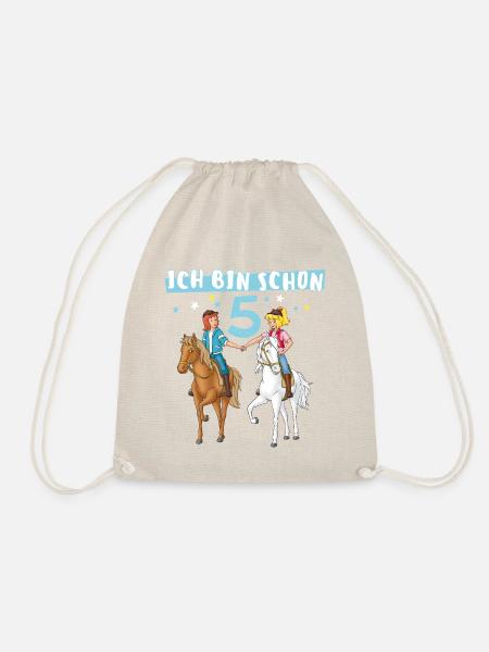 Bibi & Tina Geburtsagsdesign Ich Bin Schon Fünf - Turnbeutel - Natur