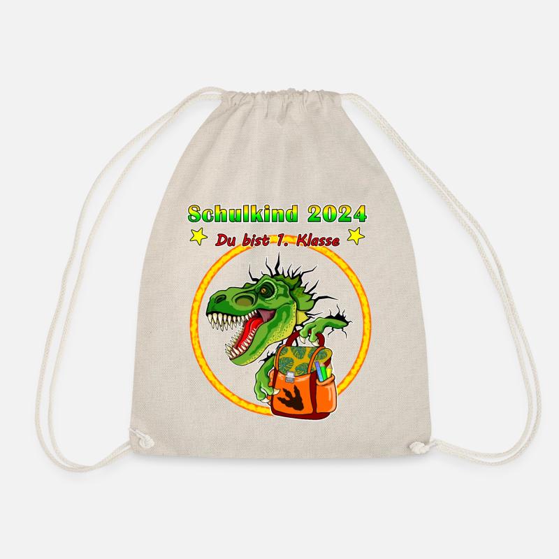 Schulkind Einschulung 2024 TRex - Turnbeutel - Natur