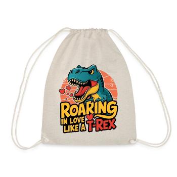 Roaring Love This Valentine's Day T-Rex Style - Drawstring Bag - nature - Front