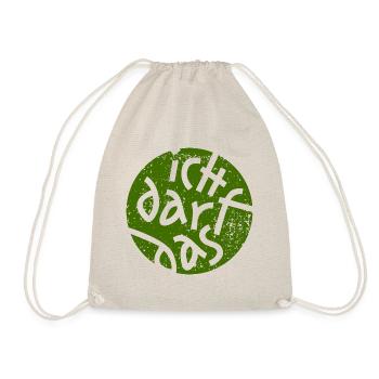 Statement - Ich Darf Das - Grün Grunge Button - Turnbeutel - Natur - Vorne