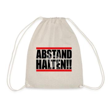 Abstand halten!! Quarantäne Geschenkidee - Turnbeutel - Natur - Vorne