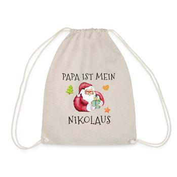 Papa ist mein Nikolaus Fröhliche Weihnachten - Turnbeutel - Natur - Vorne