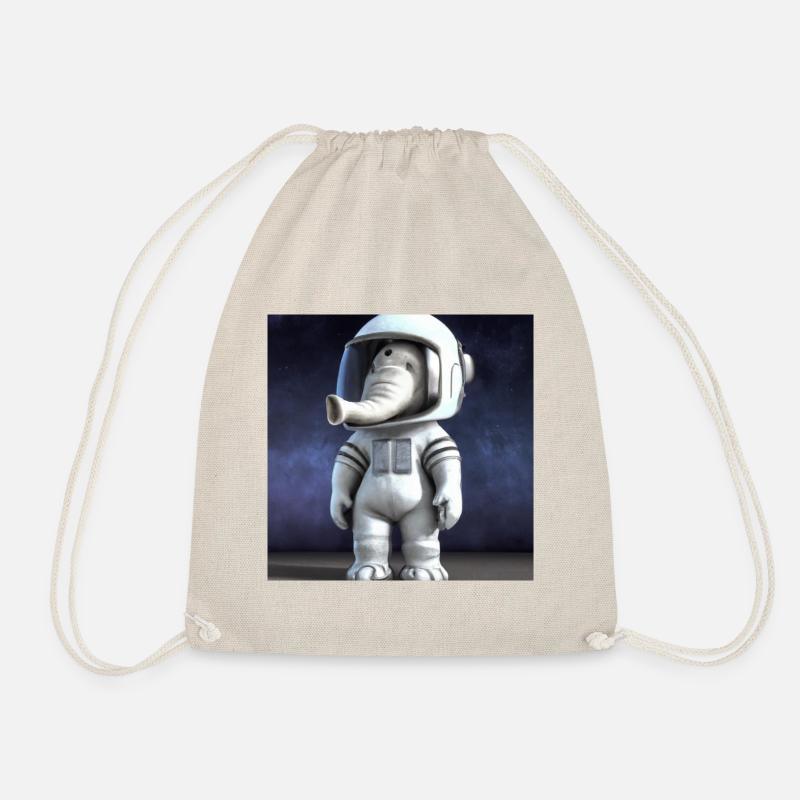 Astronaut Elephant: Unique Design - Drawstring Bag - nature