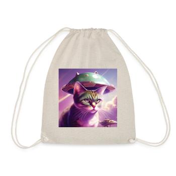 Cat Alien Spaceship - Drawstring Bag - nature - Front