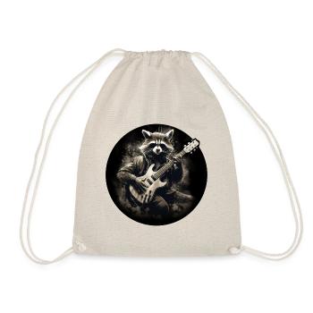 Raccoon playing guitar 4 - Drawstring Bag - nature - Front