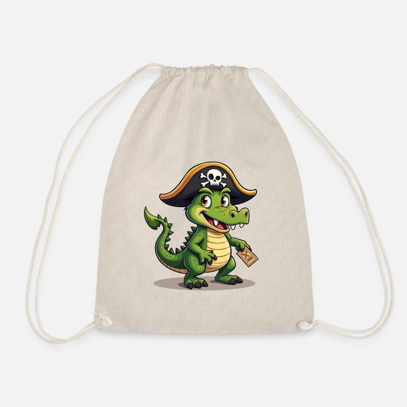 Swashbuckle Snap: Crocodile Pirate - Drawstring Bag - nature