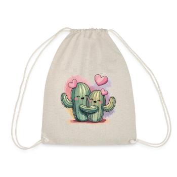 Cactus love: We stab together! - Drawstring Bag - nature - Front
