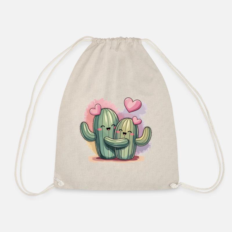 Cactus love: We stab together! - Drawstring Bag - nature