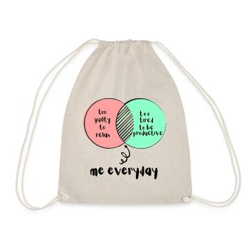 Venn diagram too guilty too tired funny sloth - Drawstring Bag - nature - Front