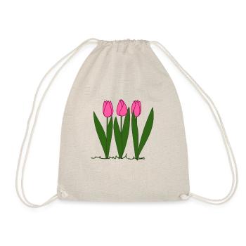 Rosa Tulpen, Frühling, Spring - Turnbeutel - Natur - Vorne