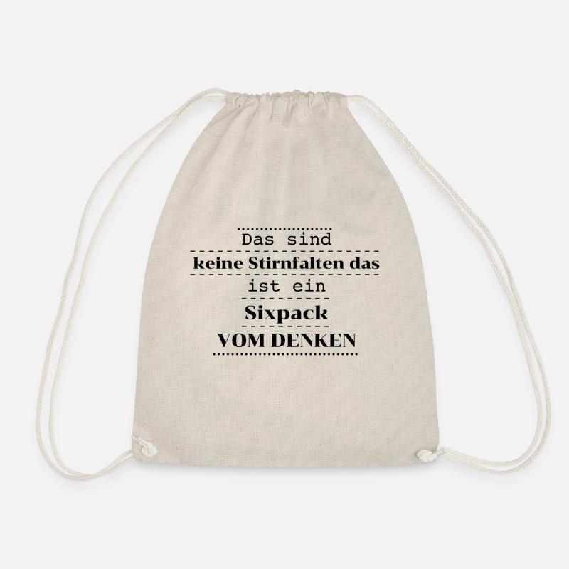 Funny Sayings Folding vs. Six-Pack - Drawstring Bag - nature