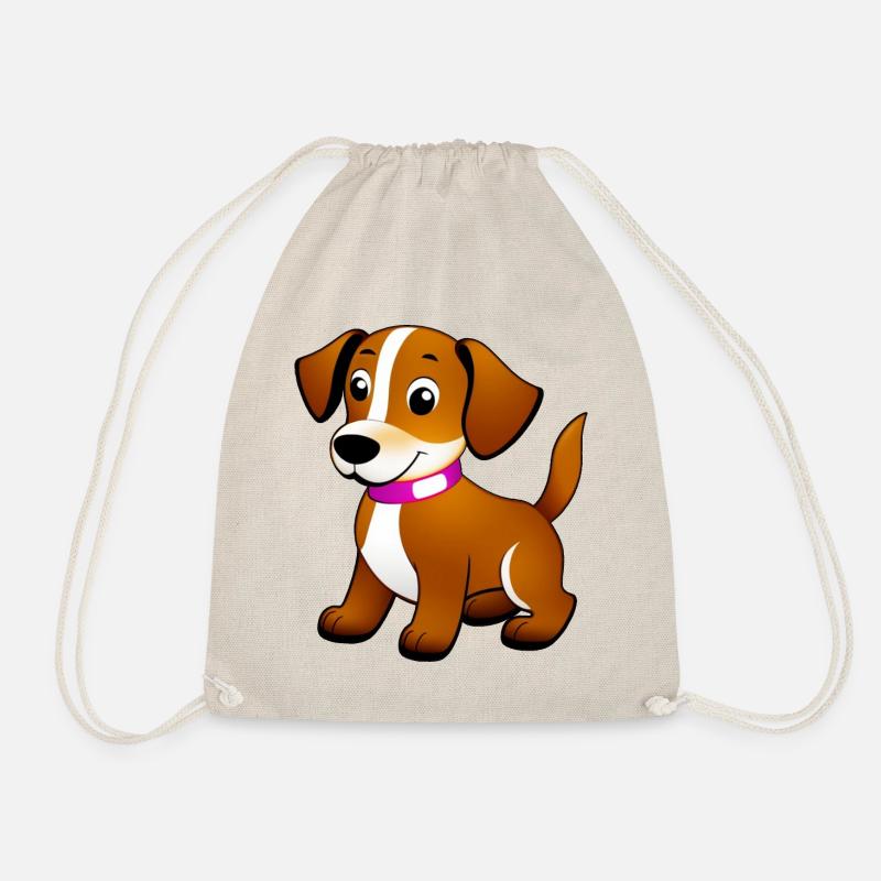 Kleiner brauner Hund, stehend - Turnbeutel - Natur