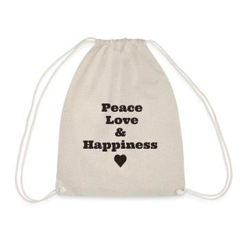 Peace Love & Happiness - Drawstring Bag - nature - Front