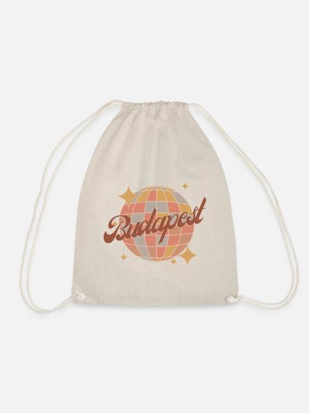 Budapest Retro Vintage Design Disco Ball - Drawstring Bag - nature