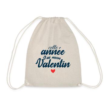 Cette Année j'ai Mon valentin | Couple Cadeau - Sac de sport léger - nature - Devant