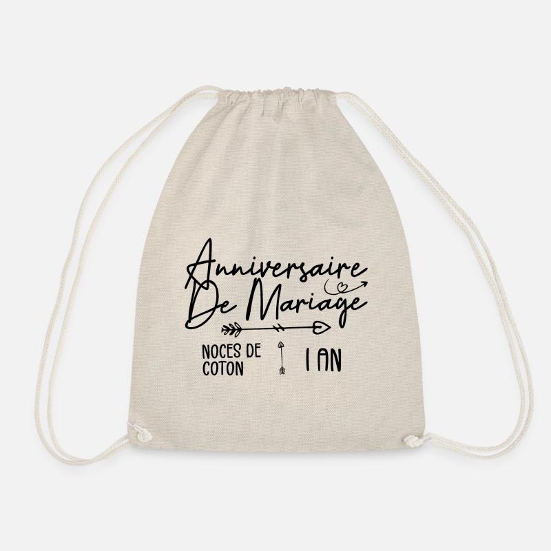 Anniversaire de mariage 1ans - Noce de Coton 1ans - Sac de sport léger - nature