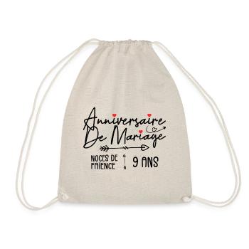 Anniversaire de mariage 9 ans - Noces de Faïence - Sac de sport léger - nature - Devant