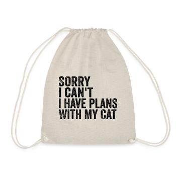 Sorry I can't I have plans with my cat - Drawstring Bag - nature - Front