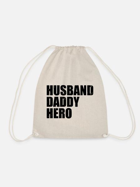 Husband Daddy Hero - Drawstring Bag - nature