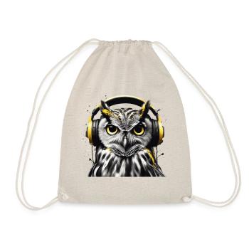 Hibou avec casque d’écoute dans un style monochrome - Sac de sport léger - nature - Devant
