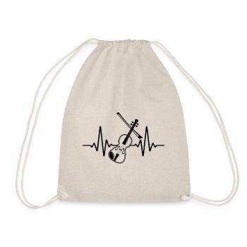 Violin Heartbeat Retro Violin Violinist - Drawstring Bag - nature - Front