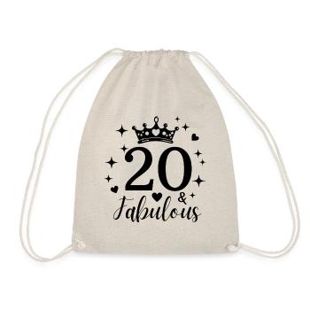 20th birthday. fabulous 20 - Drawstring Bag - nature - Front