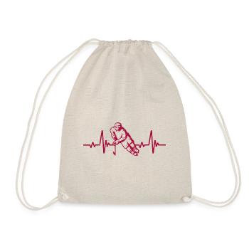 Heartbeat Hockey | Hockey Geschenk - Turnbeutel - Natur - Vorne