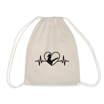 Fire Brigade Fire Helmet Heart - Drawstring Bag - nature - Front